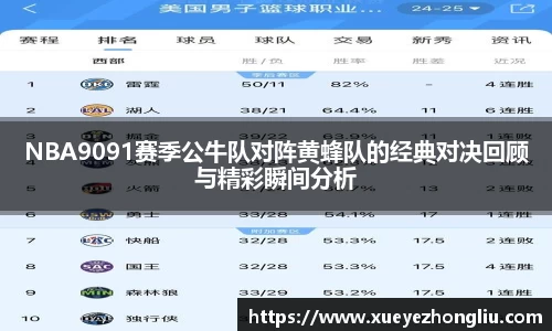 NBA9091赛季公牛队对阵黄蜂队的经典对决回顾与精彩瞬间分析